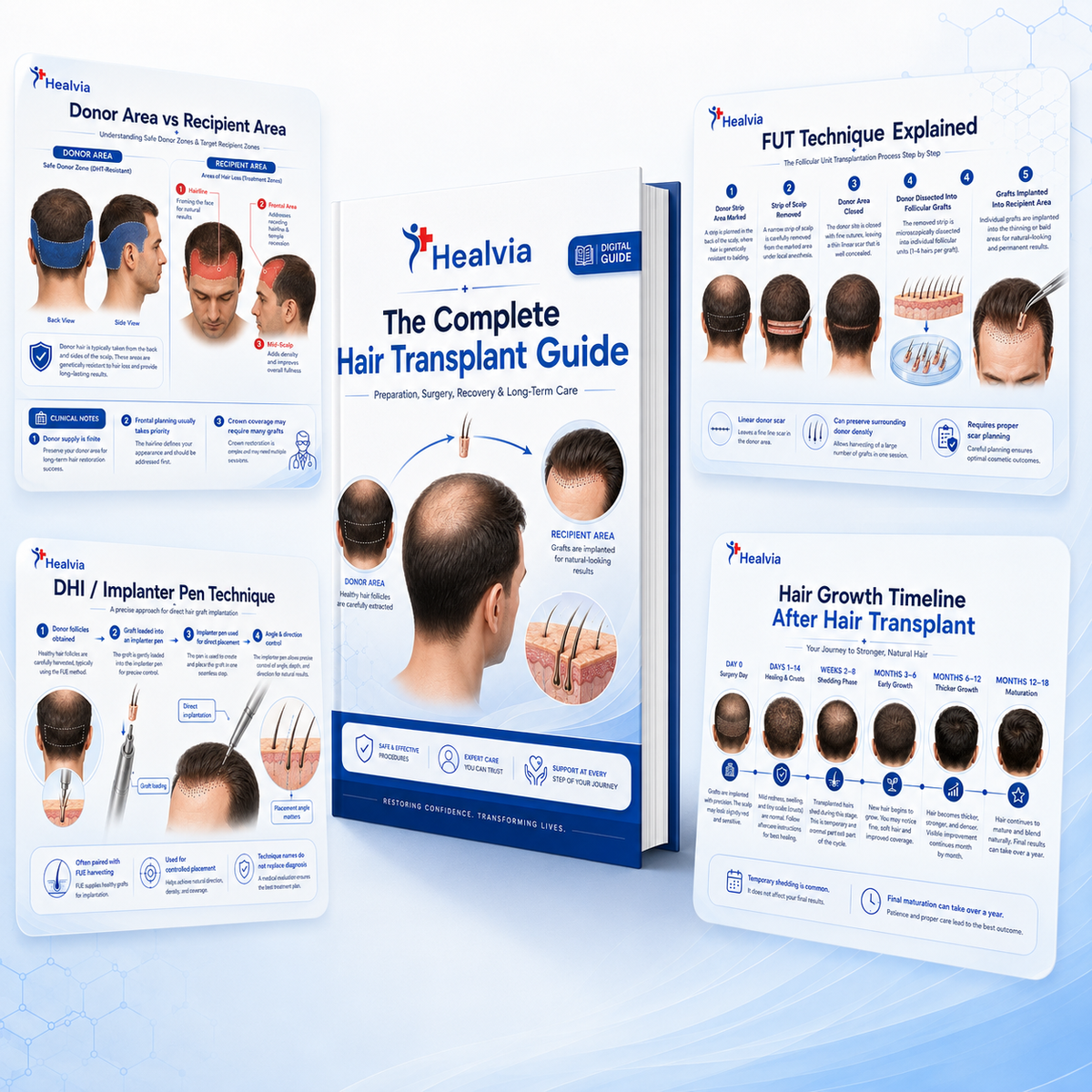 Interior page preview from the HealVia hair transplant patient guide