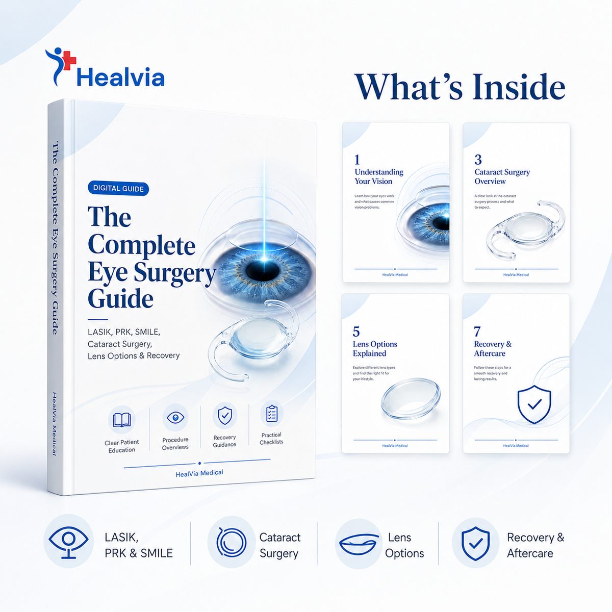 Interior page preview from the HealVia eye surgery patient guide