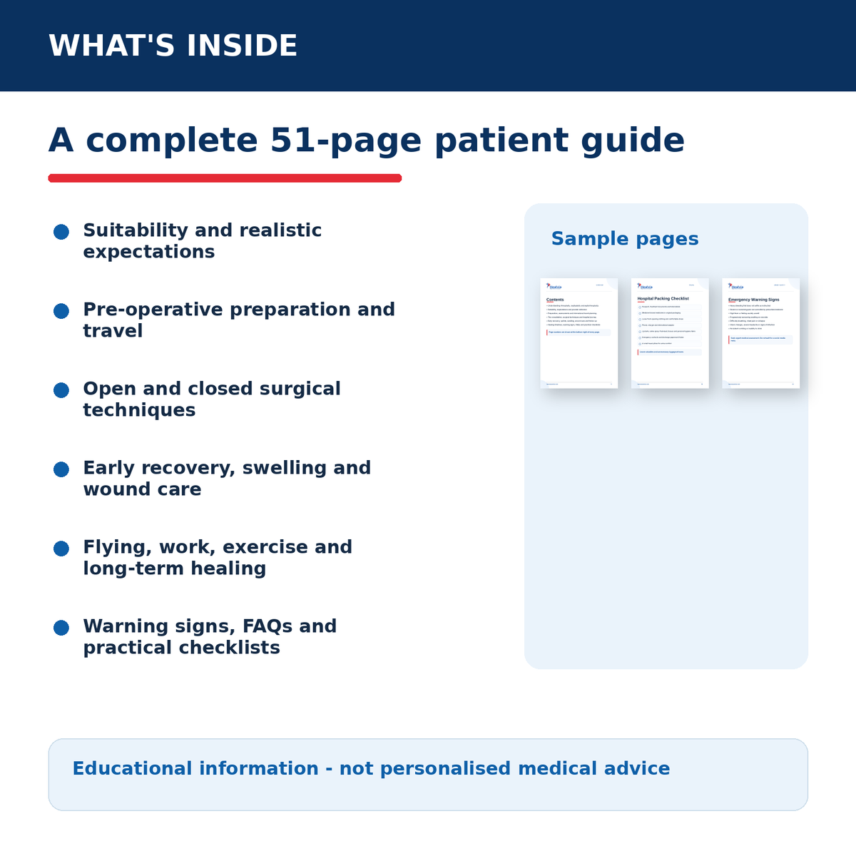 Interior page preview from the HealVia rhinoplasty patient guide